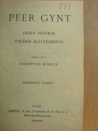 Ibsen Henrik - Peer Gynt [antikvár]