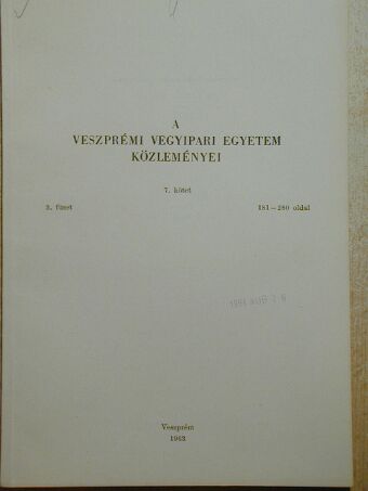 Jónás K. - A Veszprémi Vegyipari Egyetem közleményei 7. kötet 3. füzet [antikvár]