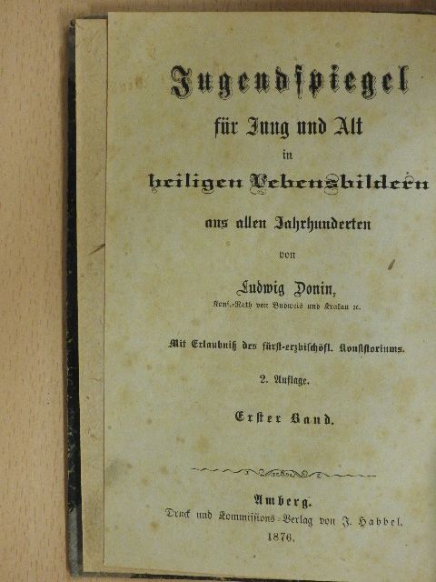 Ludwig Donin - Jugendspiegel für Jung und Alt in heiligen Lebensbildern aus allen Jahrhunderten I-II. (gótbetűs) [antikvár]