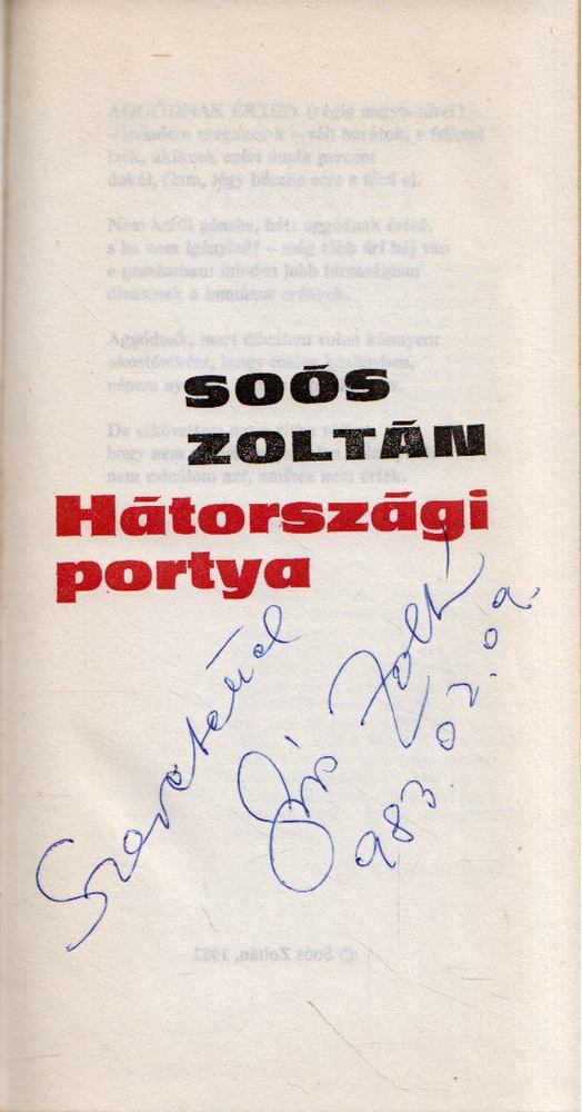 SOÓS ZOLTÁN - Hátországi portya (dedikált, aláírt) [antikvár]