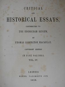 Thomas Babington Macaulay - Critical and Historical Essays IV. [antikvár]