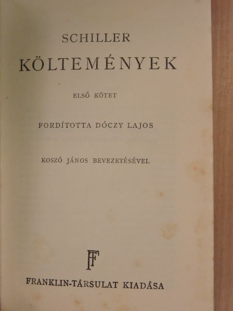 Schiller - Költemények I. [antikvár]