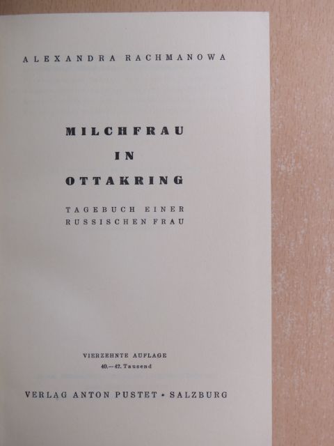 Alexandra Rachmanowa - Milchfrau in Ottakring [antikvár]