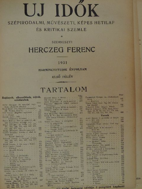 Ábrányi Emil - Uj Idők 1931. január-június (fél évfolyam) [antikvár]