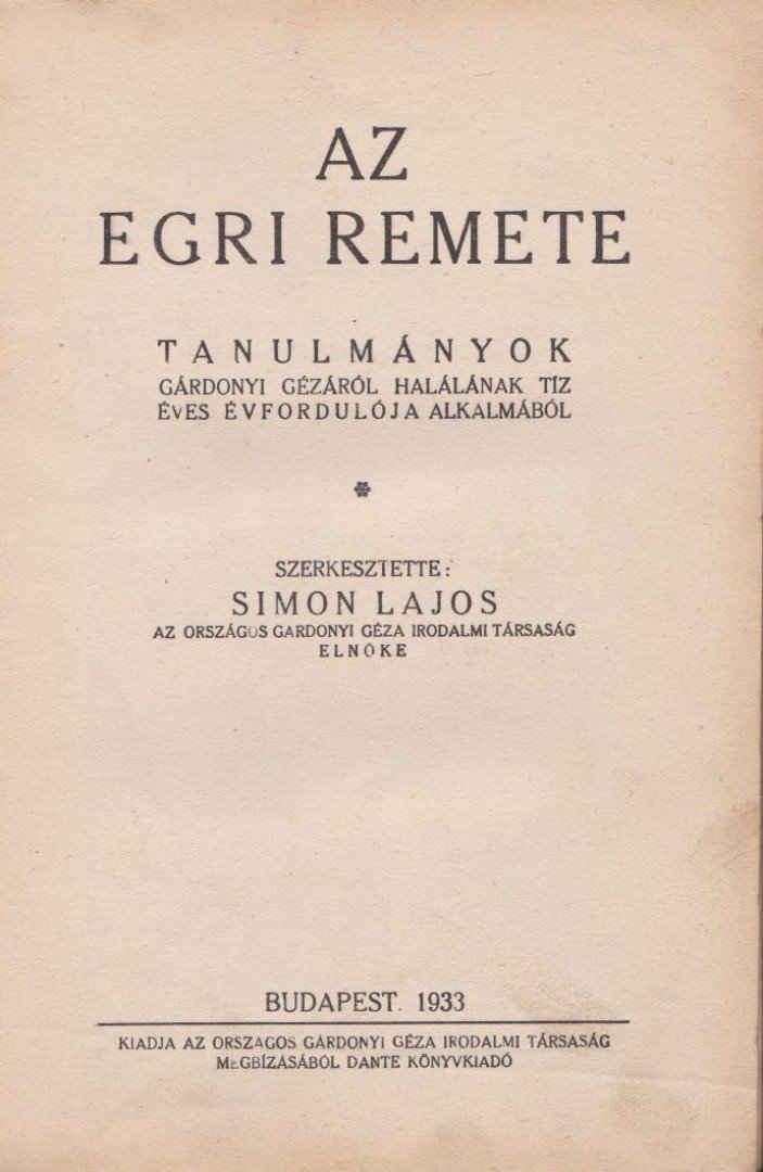 SIMON LAJOS - Az egri remete [antikvár]