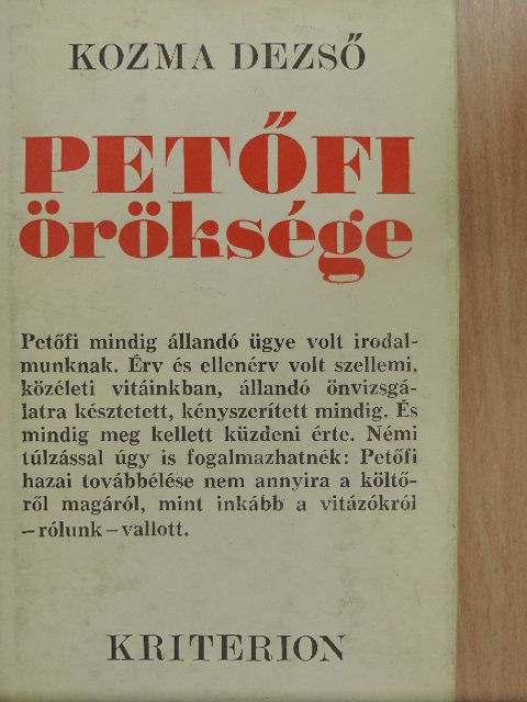 Kozma Dezső - Petőfi öröksége [antikvár]