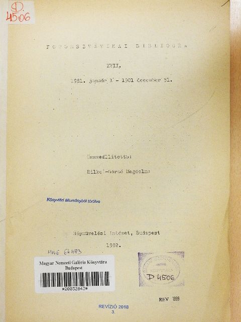 Fotóesztétikai bibliográfia XVIII. [antikvár]