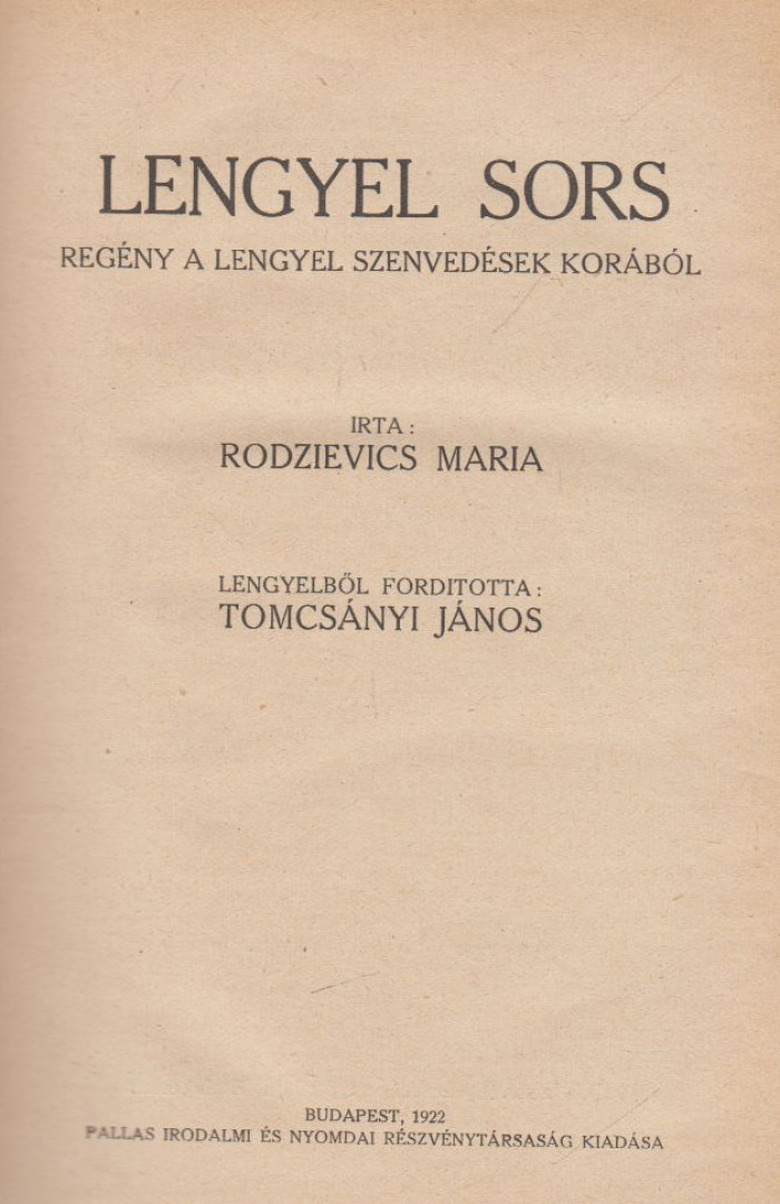 Rodzievics Mária - Lengyel sors [antikvár]