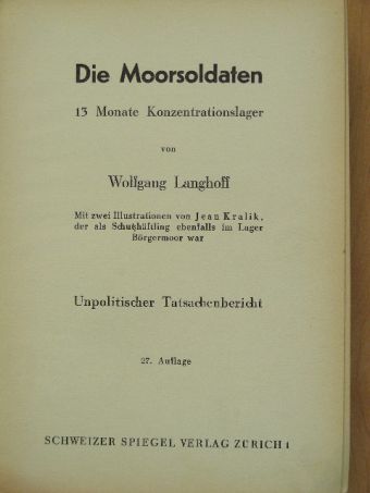 Wolfgang Langhoff - Die Moorsoldaten [antikvár]