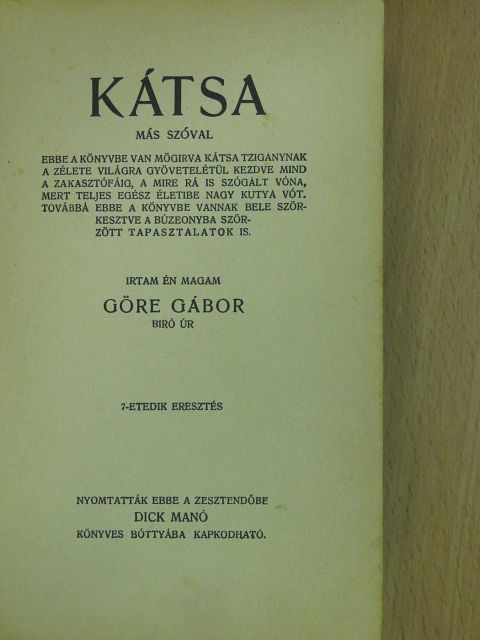 Göre Gábor - Kátsa [antikvár]