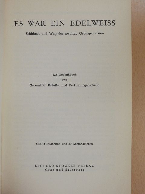 Es war ein Edelweiss [antikvár]