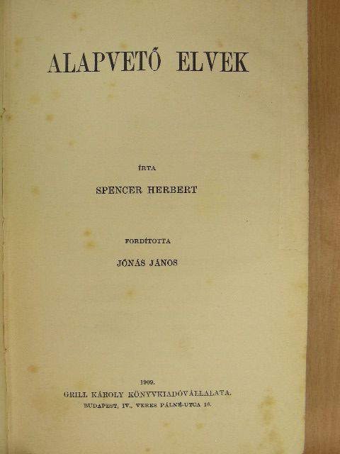 Spencer Herbert - Alapvető elvek [antikvár]