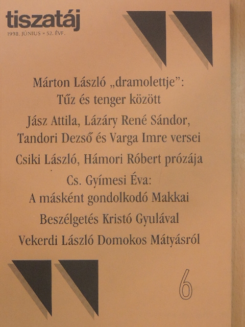 Alföldy Jenő - Tiszatáj 1998. június [antikvár]