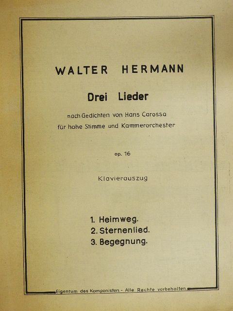 Walter Hermann - Walter Hermann Drei Lieder [antikvár]