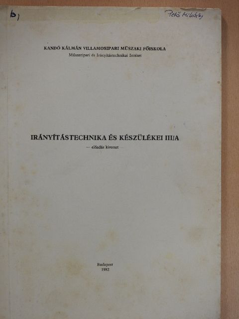 Irányítástechnika és készülékei III/A [antikvár]