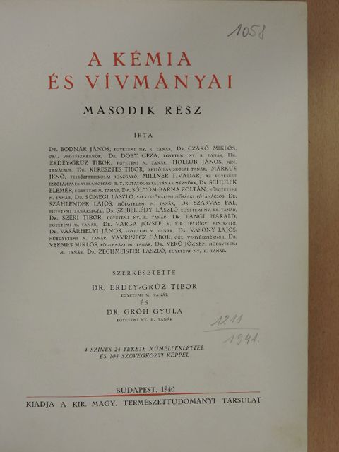 Dr. Buzágh Aladár - A kémia és vívmányai II. (töredék) [antikvár]