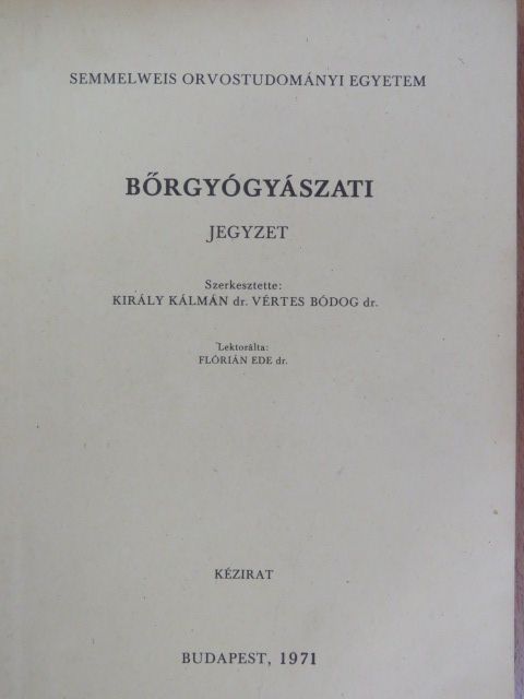 Bőrgyógyászati jegyzet [antikvár]