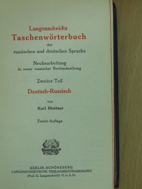 Langenscheidts Taschenwörterbuch der russischen und deutschen Sprache 2. [antikvár]