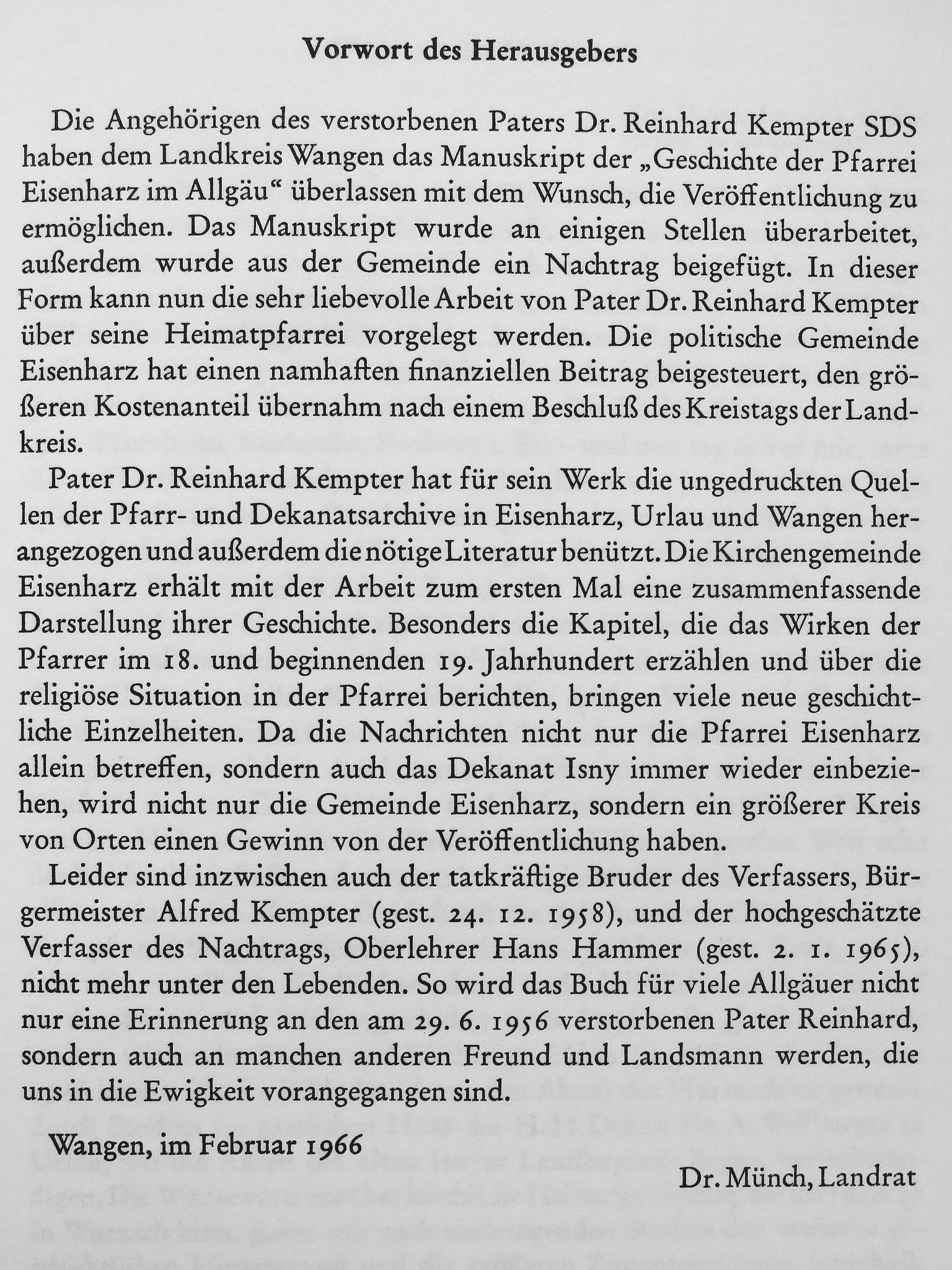 P. Dr. Reinhart Kempter - Geschichte der Pfarrei Eisenharz im Allgäu [antikvár]