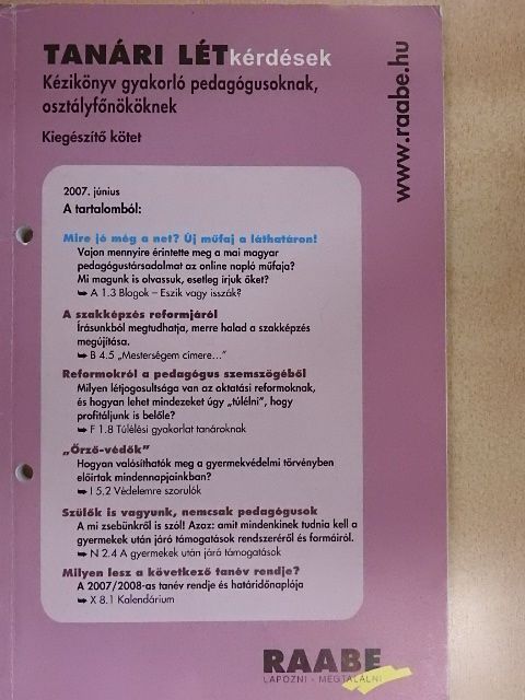 Botos Réka - TANÁRI LÉTkérdések 2007. június [antikvár]