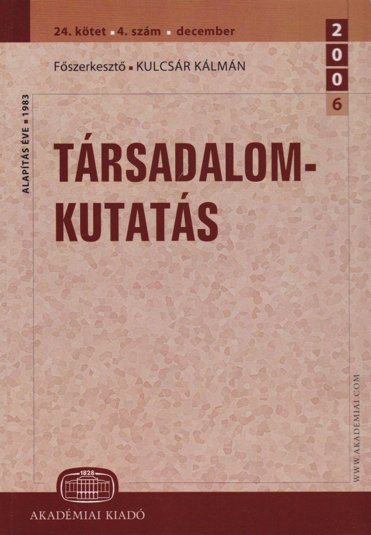 Kulcsár Kálmán - Társadalomkutatás 24.kötet 4. szám [antikvár]