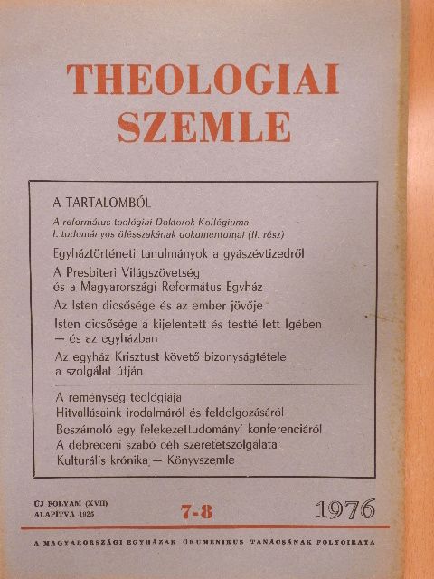 Barcza József - Theologiai Szemle 1976. július-augusztus [antikvár]