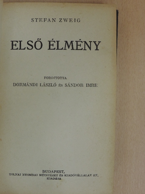 Stefan Zweig - Első élmény [antikvár]