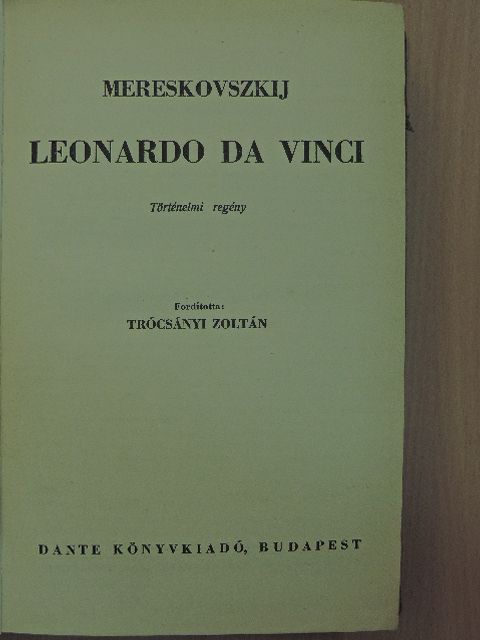 Dimitrij Mereskovszki - Leonardo da Vinci  [antikvár]