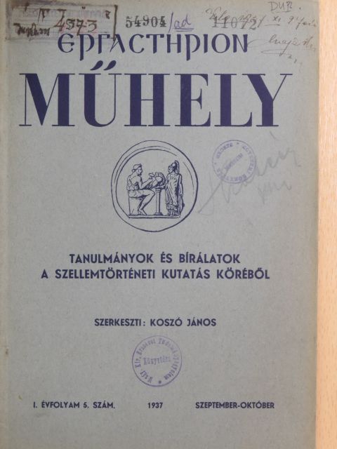 br. Brandenstein Béla - Ergasterion Műhely 1937. szeptember-október [antikvár]