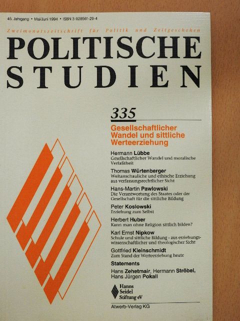 Hermann Lübbe - Politische Studien Mai/Juni 1994 [antikvár]