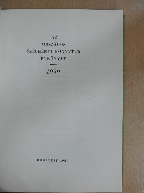 Barta Gábor - Az Országos Széchényi Könyvtár Évkönyve 1959 [antikvár]