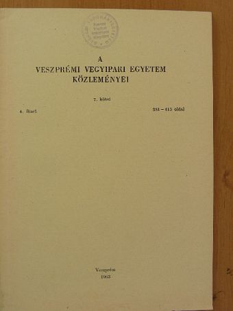 Déri M. - A Veszprémi Vegyipari Egyetem közleményei 7. kötet 4. füzet [antikvár]