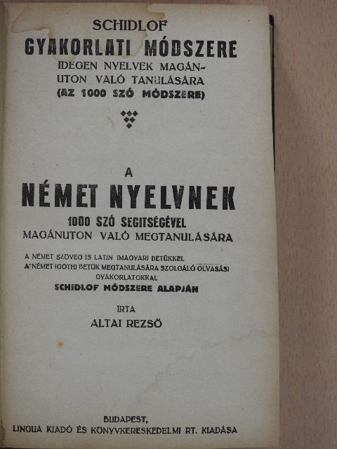 Altai Rezső - Schidlof gyakorlati módszere - Német 1-10. füzet [antikvár]