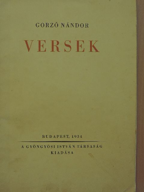 Gorzó Nándor - Versek [antikvár]