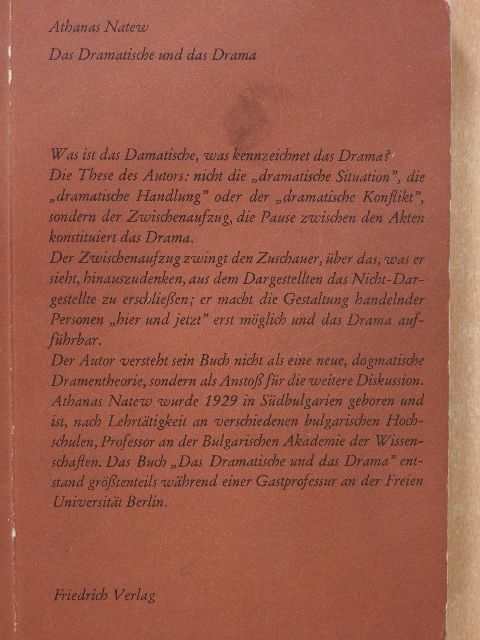 Athanas Natew - Das Dramatische und das Drama (dedikált példány) [antikvár]