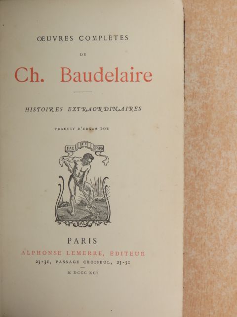 Edgar Allan Poe - Oeuvres complétes du Ch. Baudelaire [antikvár]