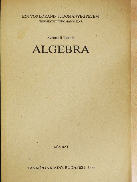Schmidt Tamás - Algebra [antikvár]