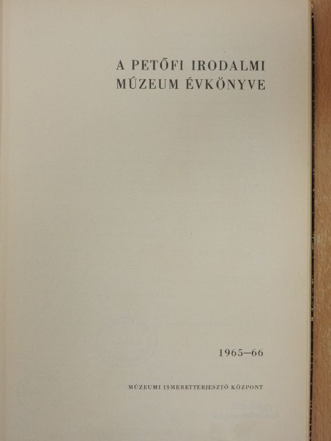 Bóka László - A Petőfi Irodalmi Múzeum Évkönyve 1965-66 [antikvár]