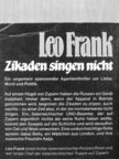 Leo Frank - Zikaden singen nicht [antikvár]