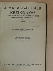 Dr. Szentmiklósi István - A házassági per kézikönyve [antikvár]