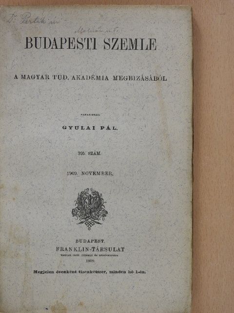 Bajza József - Budapesti Szemle 1909. november [antikvár]