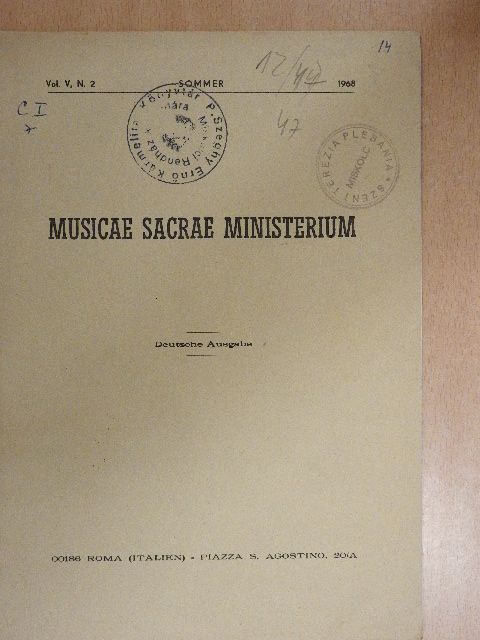 Ferdinand Haberl - Musicae Sacrae Ministerium Sommer 1968 [antikvár]