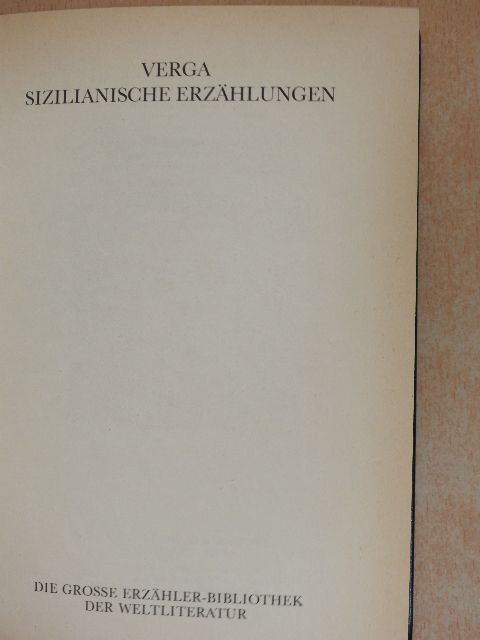 Giovanni Verga - Sizilianische Erzählungen [antikvár]