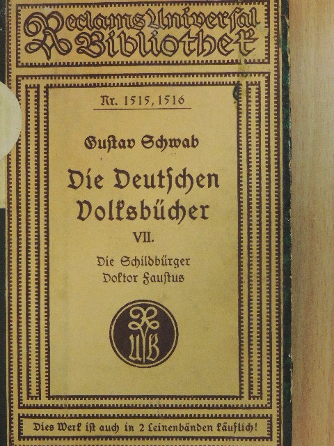 Gustav Schwab - Die Deutschen Volksbücher für Jung und Alt wiedererzählt VII. (gótbetűs) [antikvár]