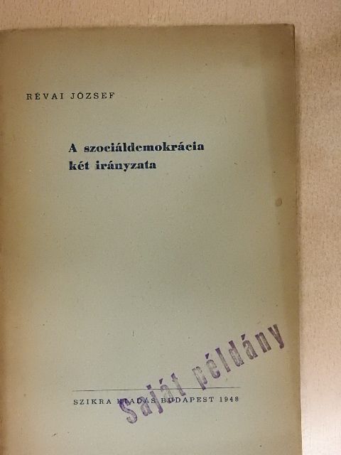 Horváth Zoltán - A szociáldemokrácia két irányzata [antikvár]