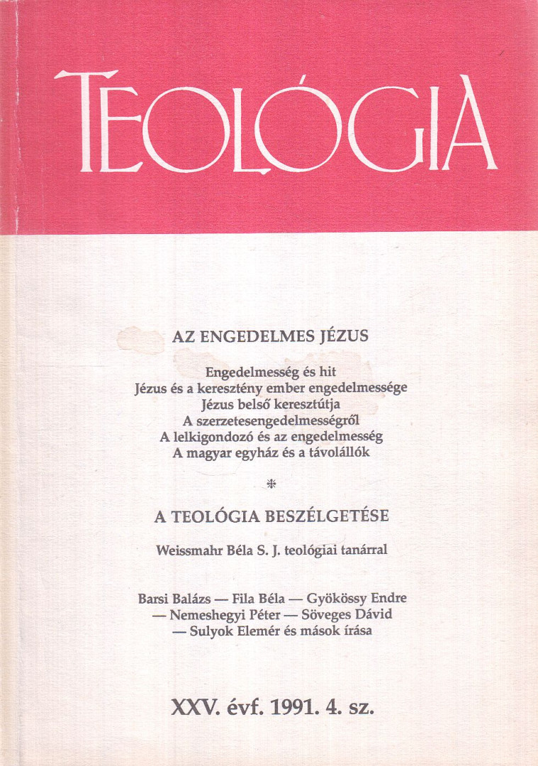 SZENNAY ANDRÁS - Teológia 1991/4. [antikvár]