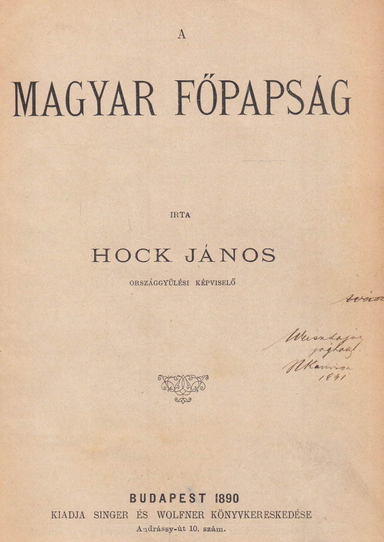 Hock János - A magyar főpapság [antikvár]