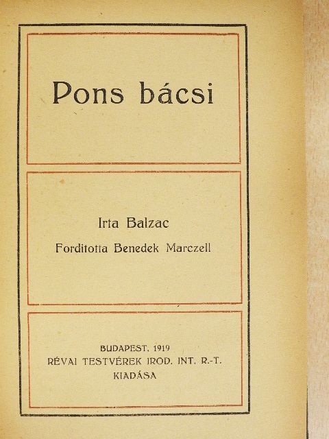 Honoré de Balzac - Pons bácsi [antikvár]