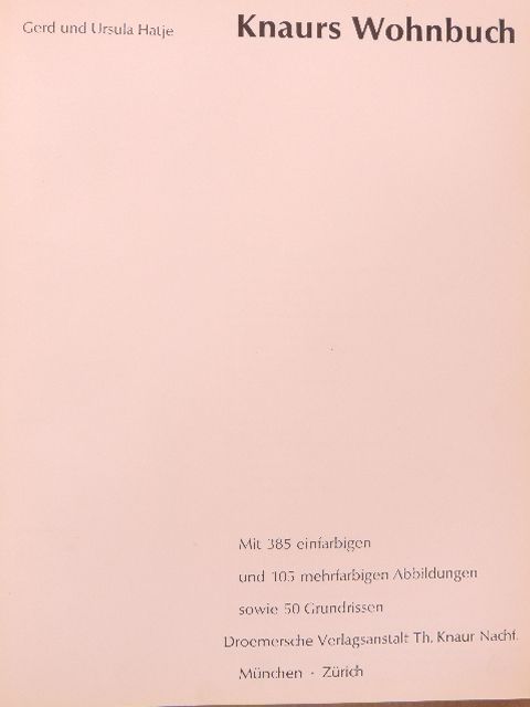 Gerd Hatje - Knaurs Wohnbuch [antikvár]