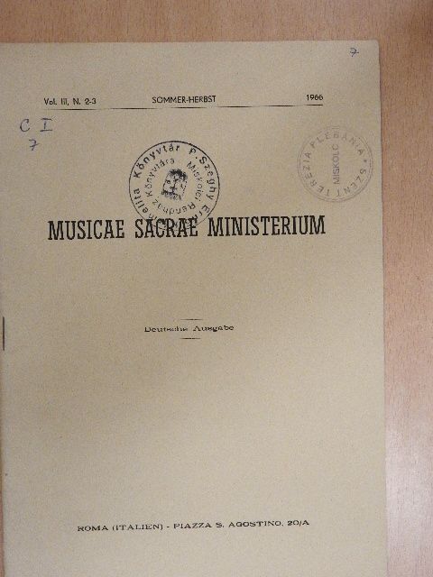 José López-Calo, S. J. - Musicae Sacrae Ministerium Sommer-Herbst 1966 [antikvár]